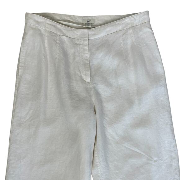 J.Jill Linen Wide Leg Pants Ivory Size 12P Minimalist Classic Casual Chic - Picture 2 of 13